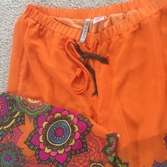 The Calssics Orange Floral Boho Sheer Palazzo Pant - Picture 5 of 7